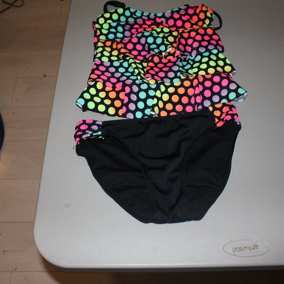 Multi Color 2 Pcs Justice Tankini Swimsuit size 14 - Picture 1 of 11